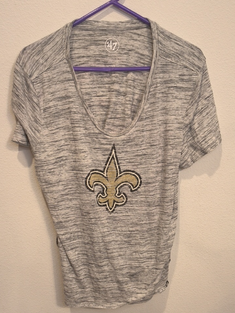 47 Brand Women's Gray Heather Pajama Top New Orleans Saints XL